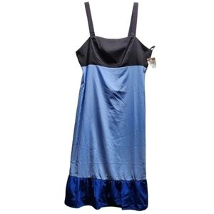Tash + Sophie Womens Size L Midi Strap Dress Blue Black Colorblock Nordsrtom